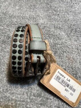 NWT Cowboysbelt Genuine Distressed Leather Turquoise w/ Gunmetal Studs Size 95cm